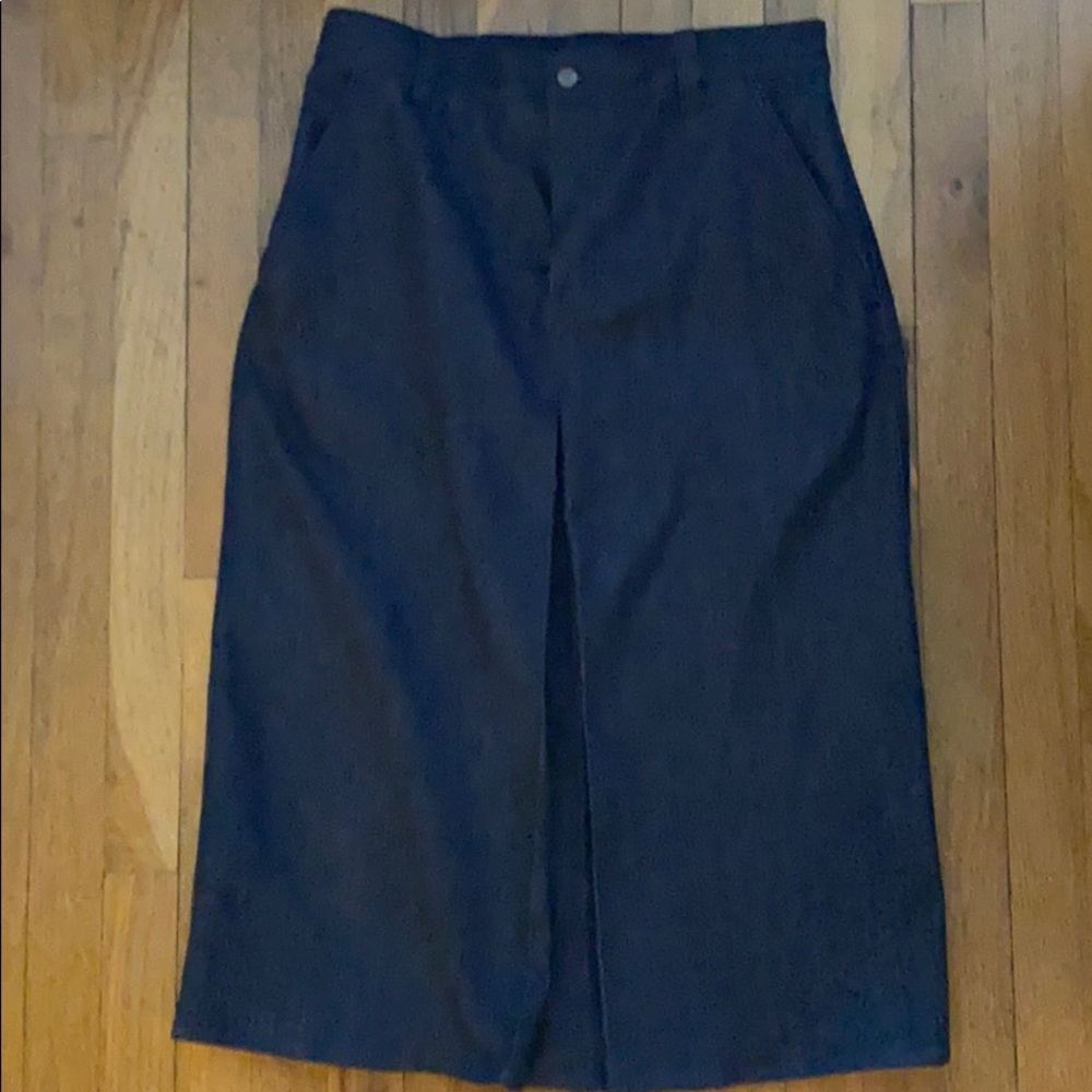 COS never work denim midi A line kick pleat skirt